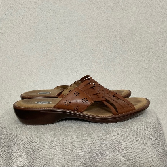 Dr Scholls Tan Woven Sandal With Lasercut Flower Details Size 8.5 Spring Comfort - Picture 1 of 5